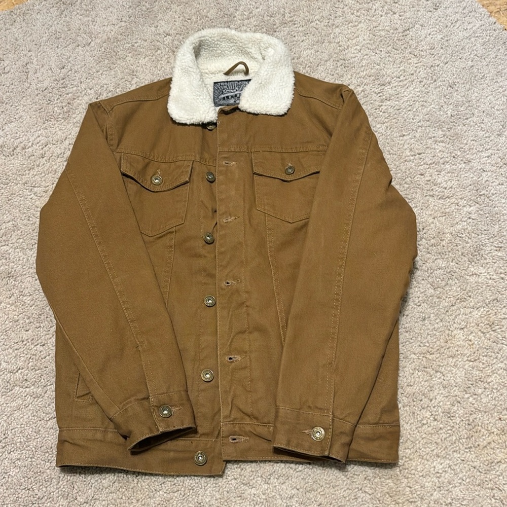 Brooklyn Cloth coat, size S, light brown/dark tan color.
